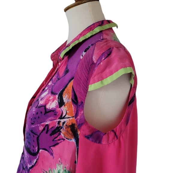 Blacky Dress Berlin Magenta Abstract Silk Shirt Dress - Picture 5 of 8